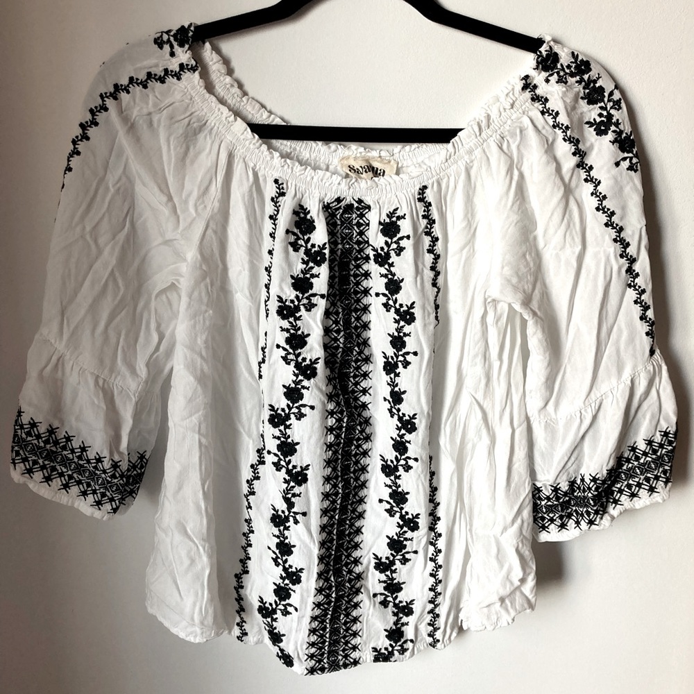 Women’s Savanna Jane 3/4 Sleeve Off Shoulder Flowy Blouse Size Small